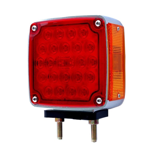 Square Double Face 48 LED Pedestal Mount Stop Tail Turn Signal Parking Light, PK2